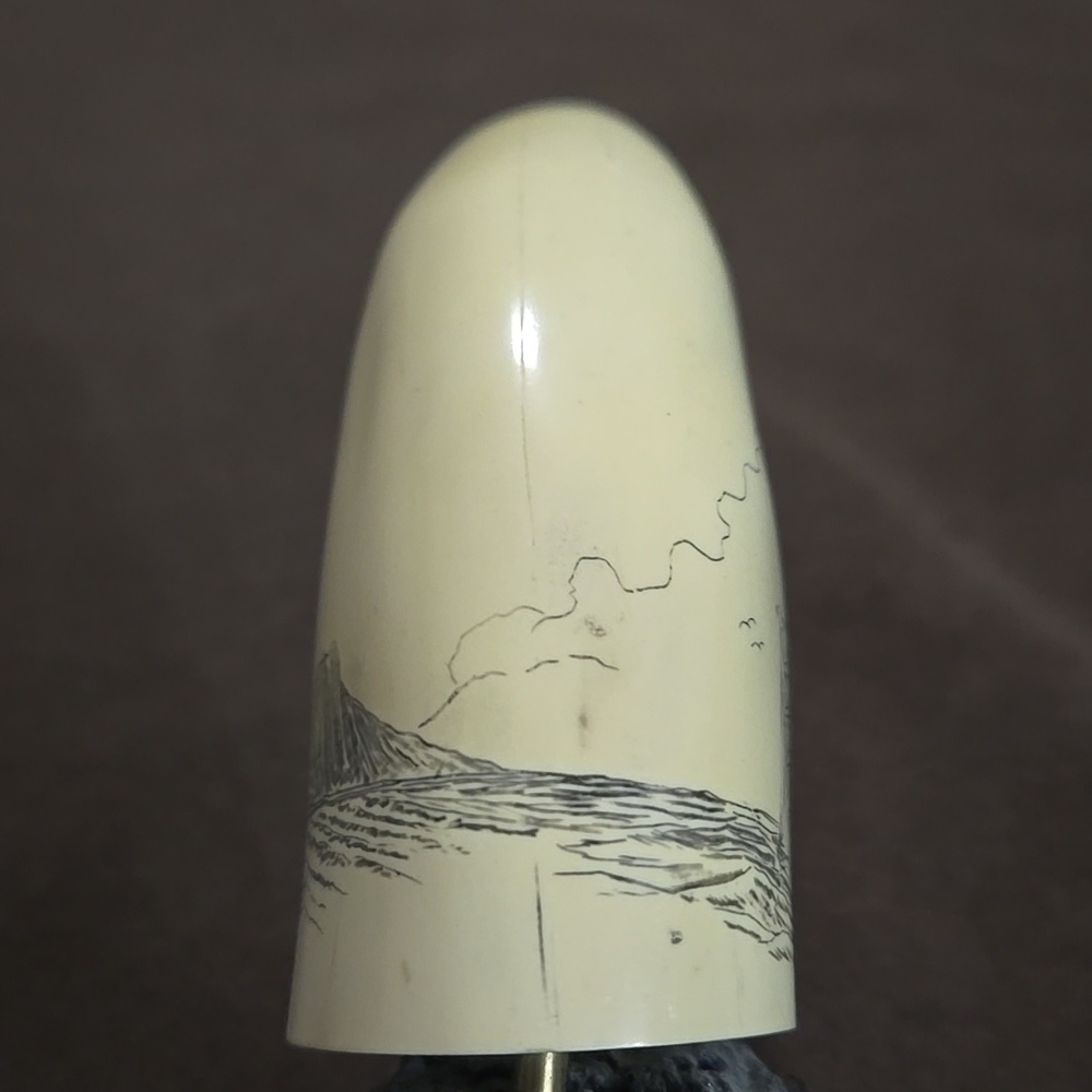 Faux Whale Tooth Scrimshaw Olde World Sailing Ship Replica - Picture 6 of 7
